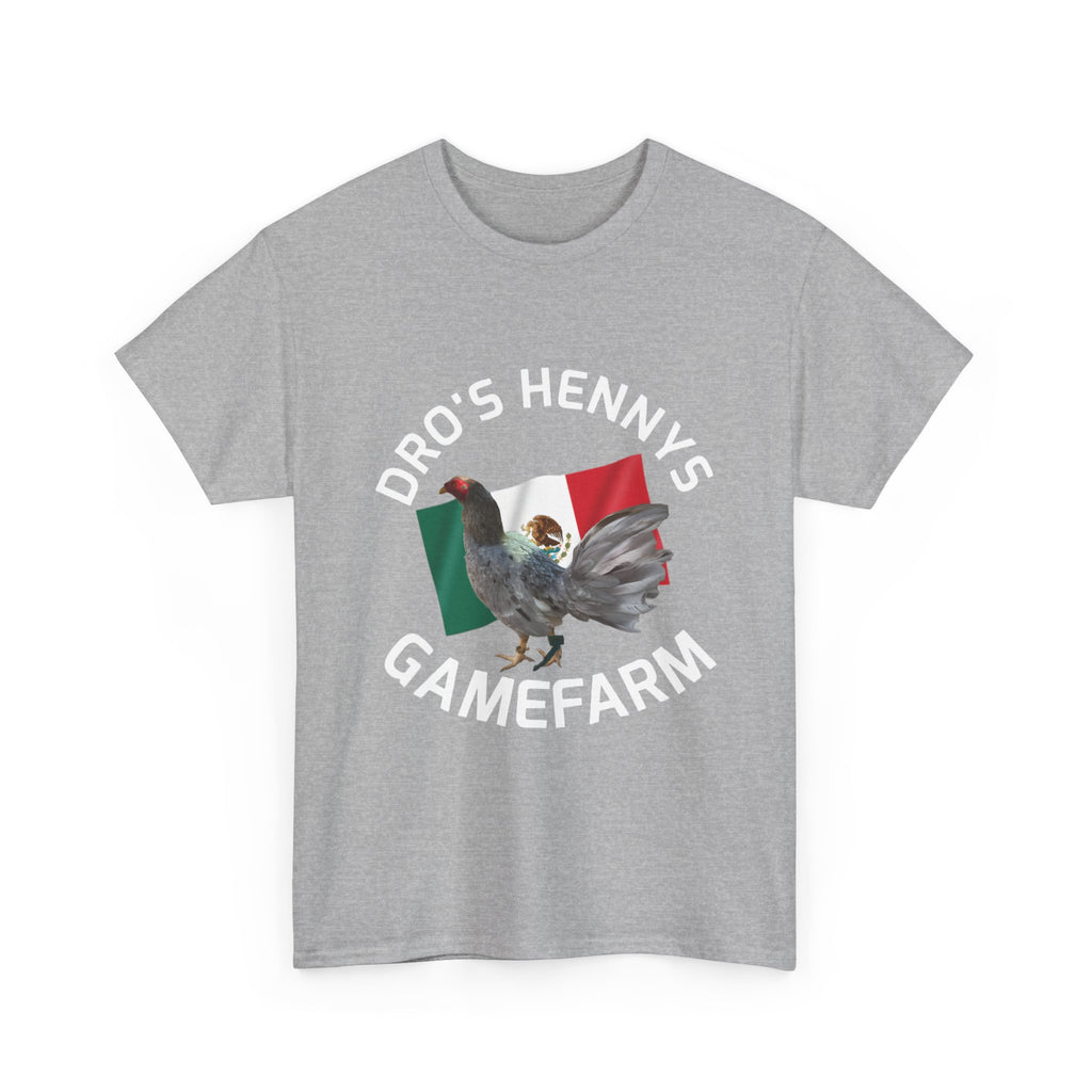 Henny-Gamefowl Tee — "Dro's Henny's Gamefarm" Mexican Flag Rooster Shirt