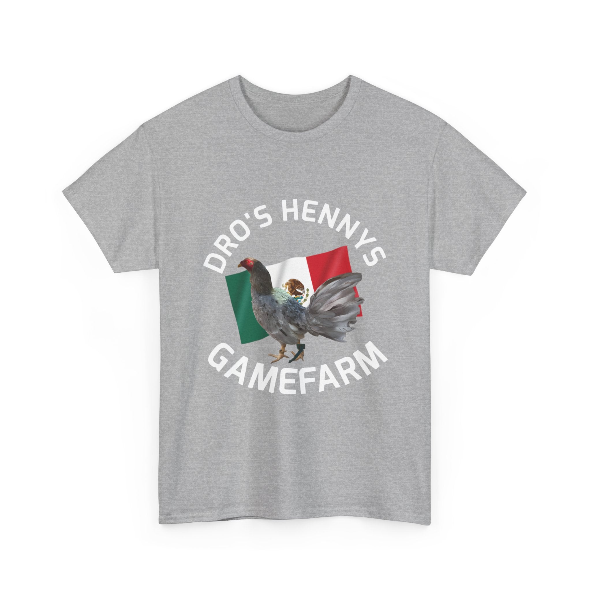 Henny-Gamefowl Tee — "Dro's Henny's Gamefarm" Mexican Flag Rooster Shirt