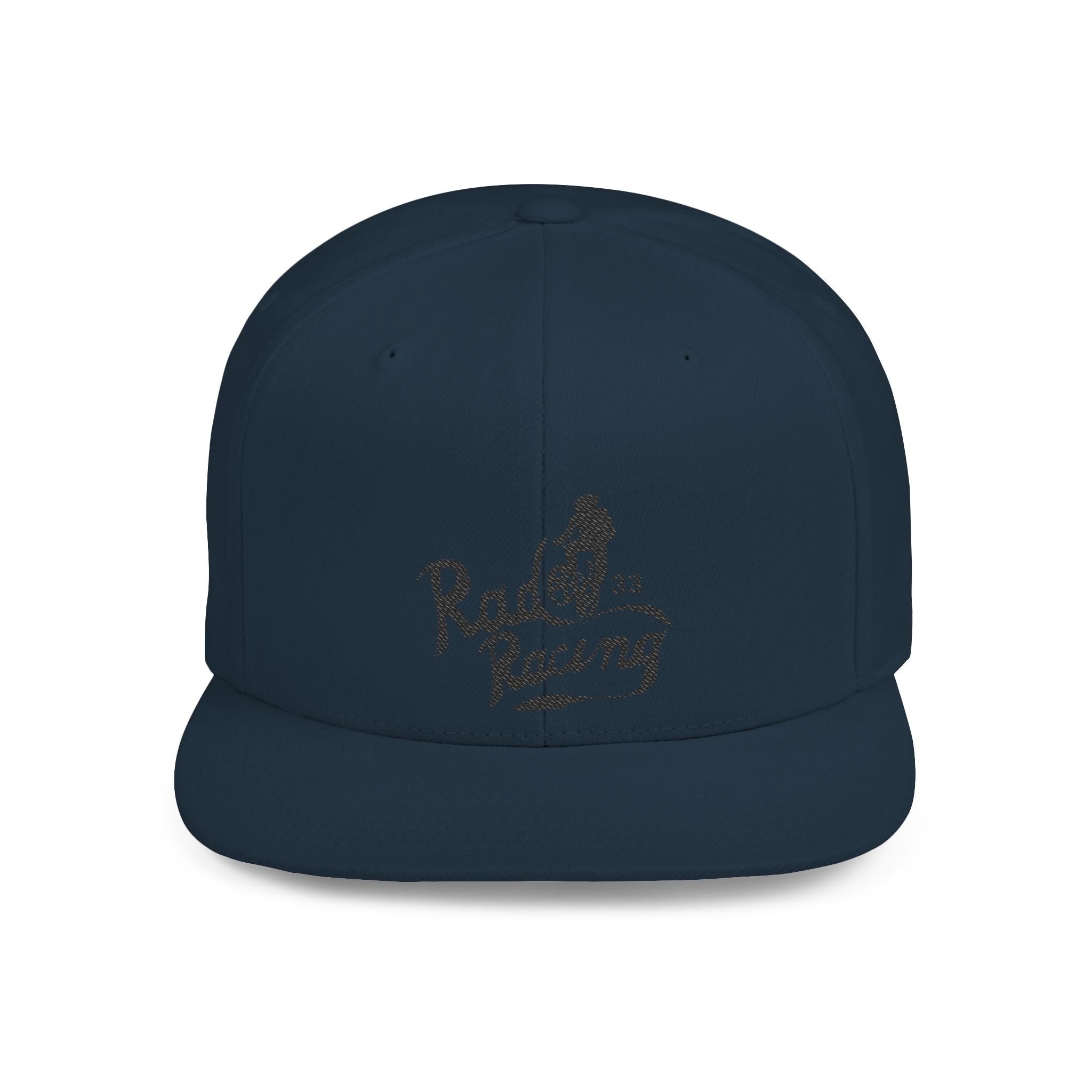 Rad-Flat Bill Snapback Hat — Retro 'Racer Racing' Embroidered Logo Cap