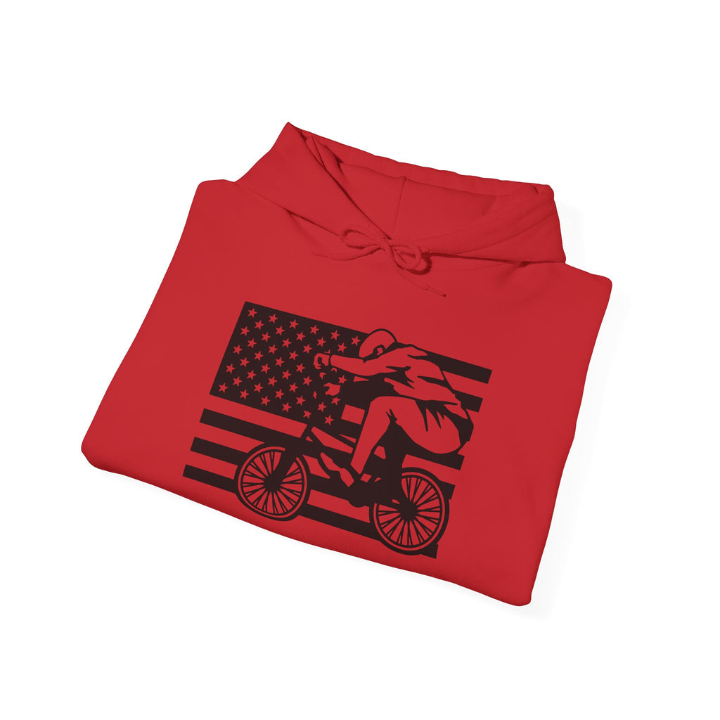 Rad-Biker American Flag Hoodie — 'Is My Bike Okay?' Graphic Hooded Sweatshirt