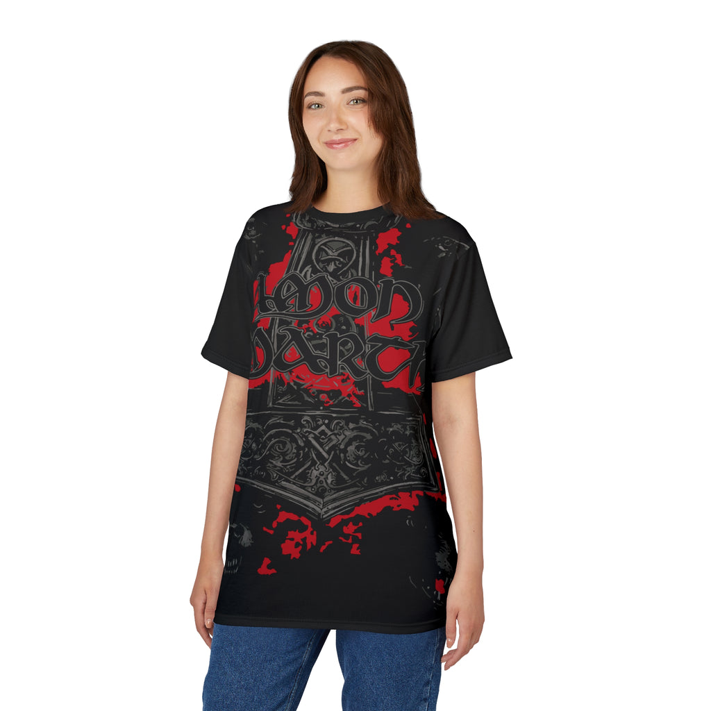 Metal- Viking Mjolnir Gothic Tee — 'Amon Amarth' Red & Black Metal T-Shirt