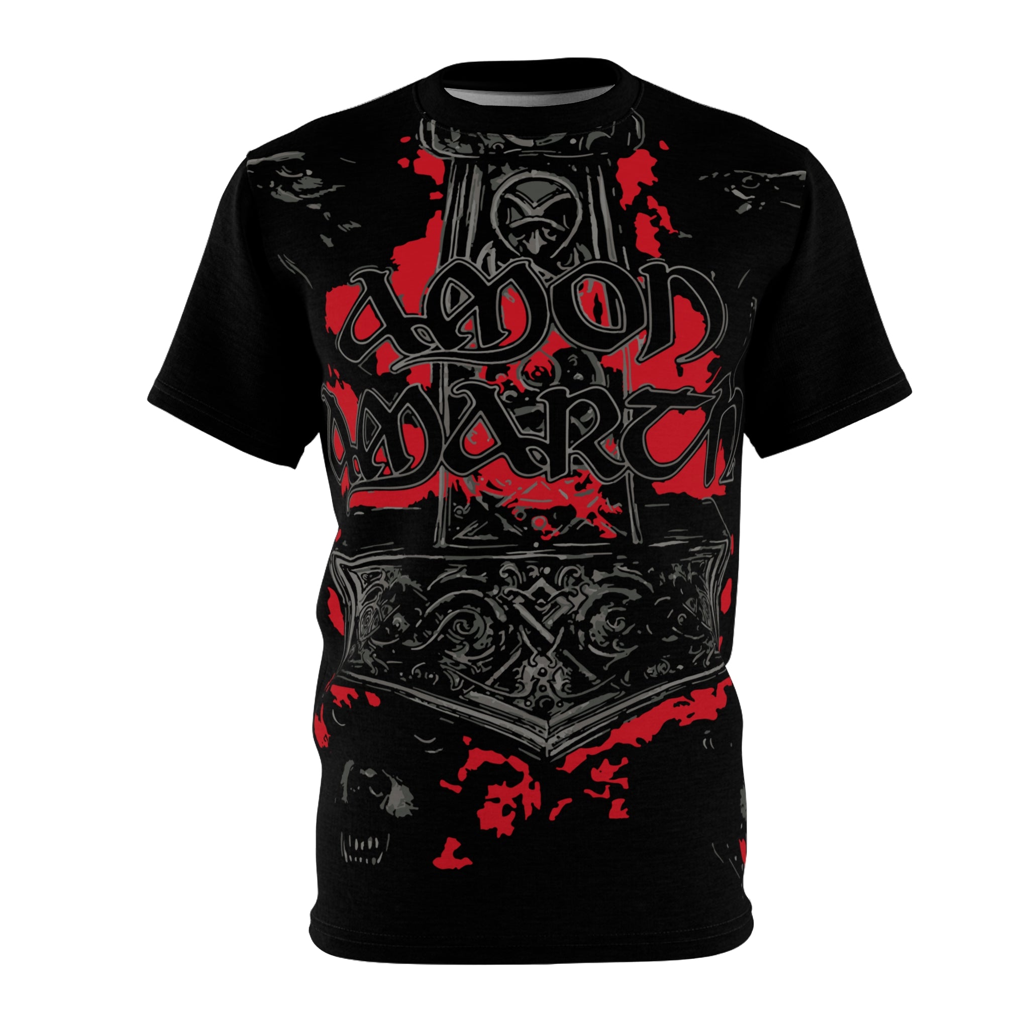 Metal- Viking Mjolnir Gothic Tee — 'Amon Amarth' Red & Black Metal T-Shirt