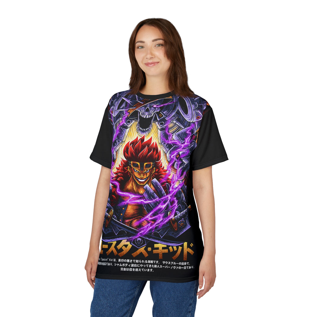 Anime- Demonic Warrior Graphic Tee — Japanese Text All-Over Print