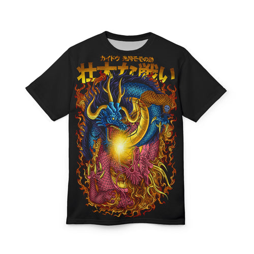 Anime- Dragon Oni Graphic Tee — Japanese Kanji Flame Design