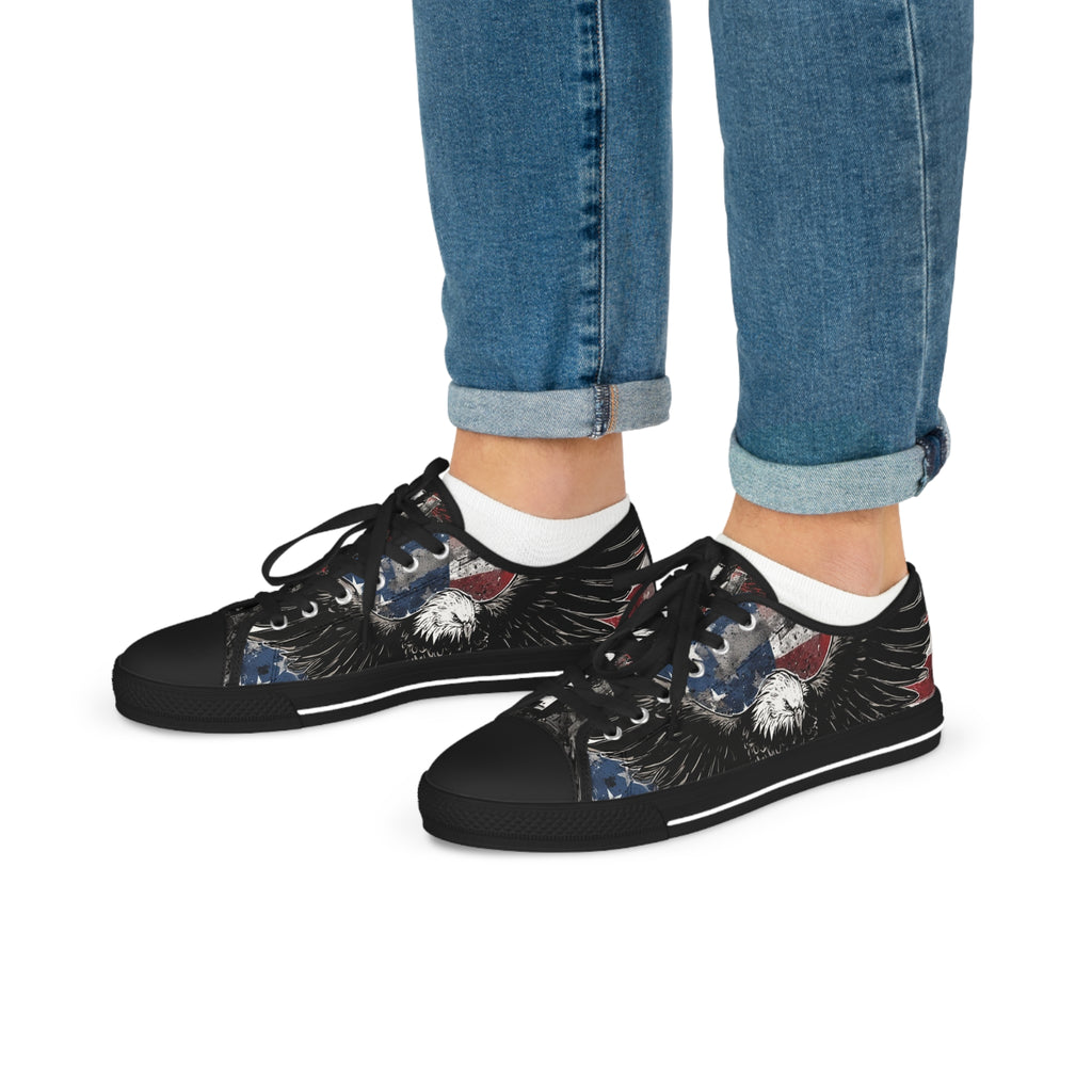Mindset-Patriotic Eagle Low Top Sneakers — American Flag Graphic Men’s Shoes