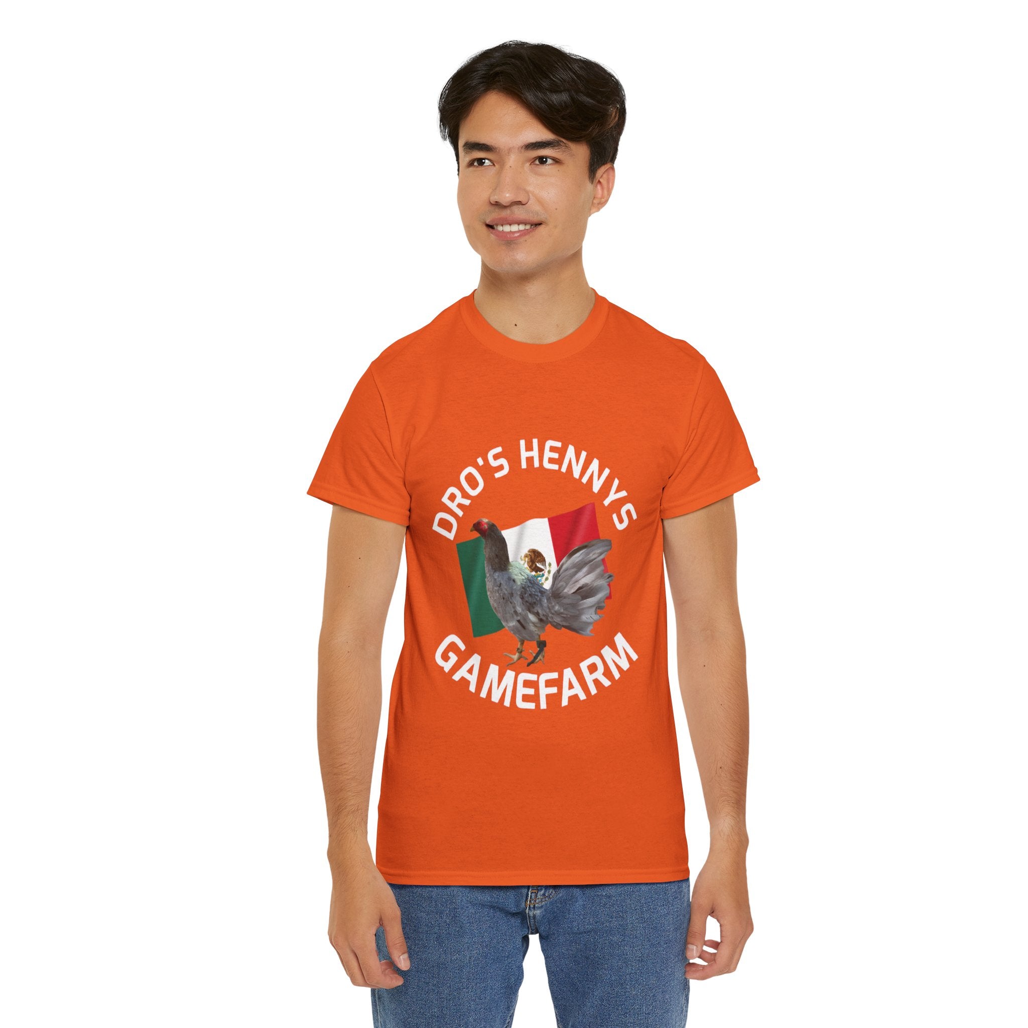 Henny-Gamefowl Tee — "Dro's Henny's Gamefarm" Mexican Flag Rooster Shirt