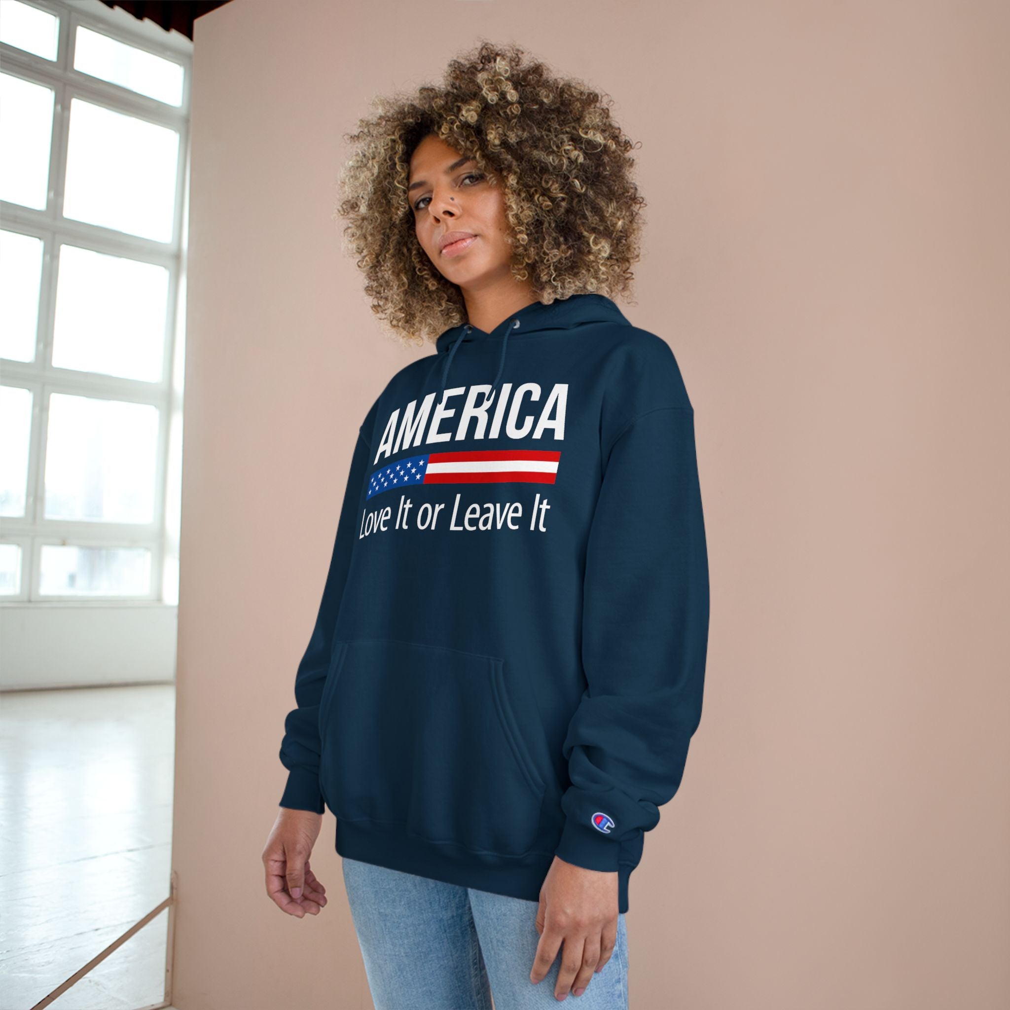 Ant-America Hoodie - "Love It or Leave It" / "Built Different - America First" Patriotic Pullover