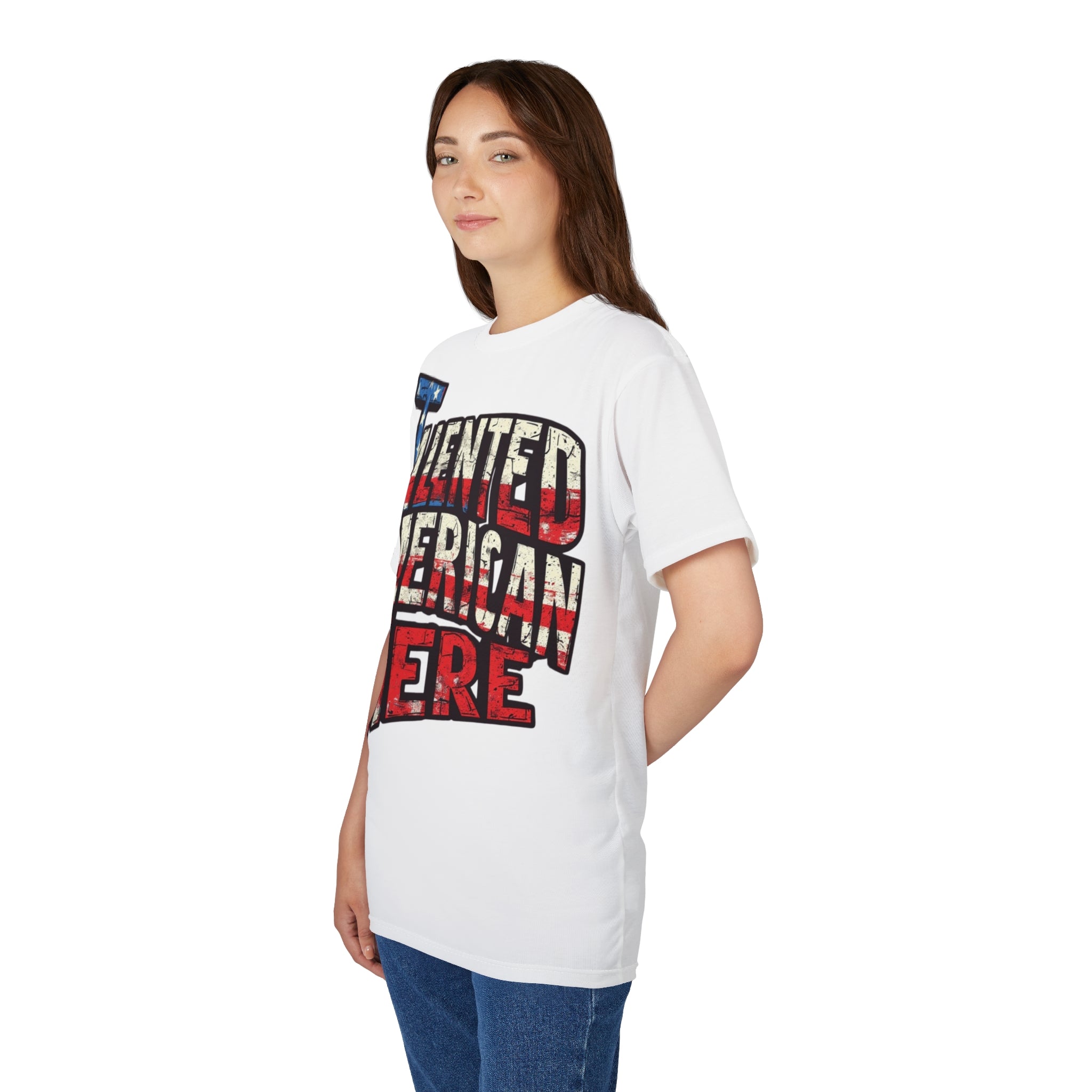 America-Talented American Here T-Shirt — Patriotic USA Flag Graphic Tee