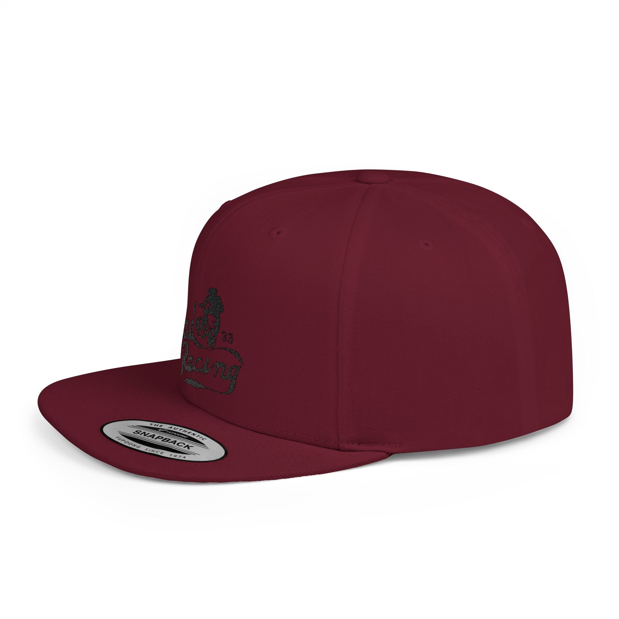 Rad-Flat Bill Snapback Hat — Retro 'Racer Racing' Embroidered Logo Cap