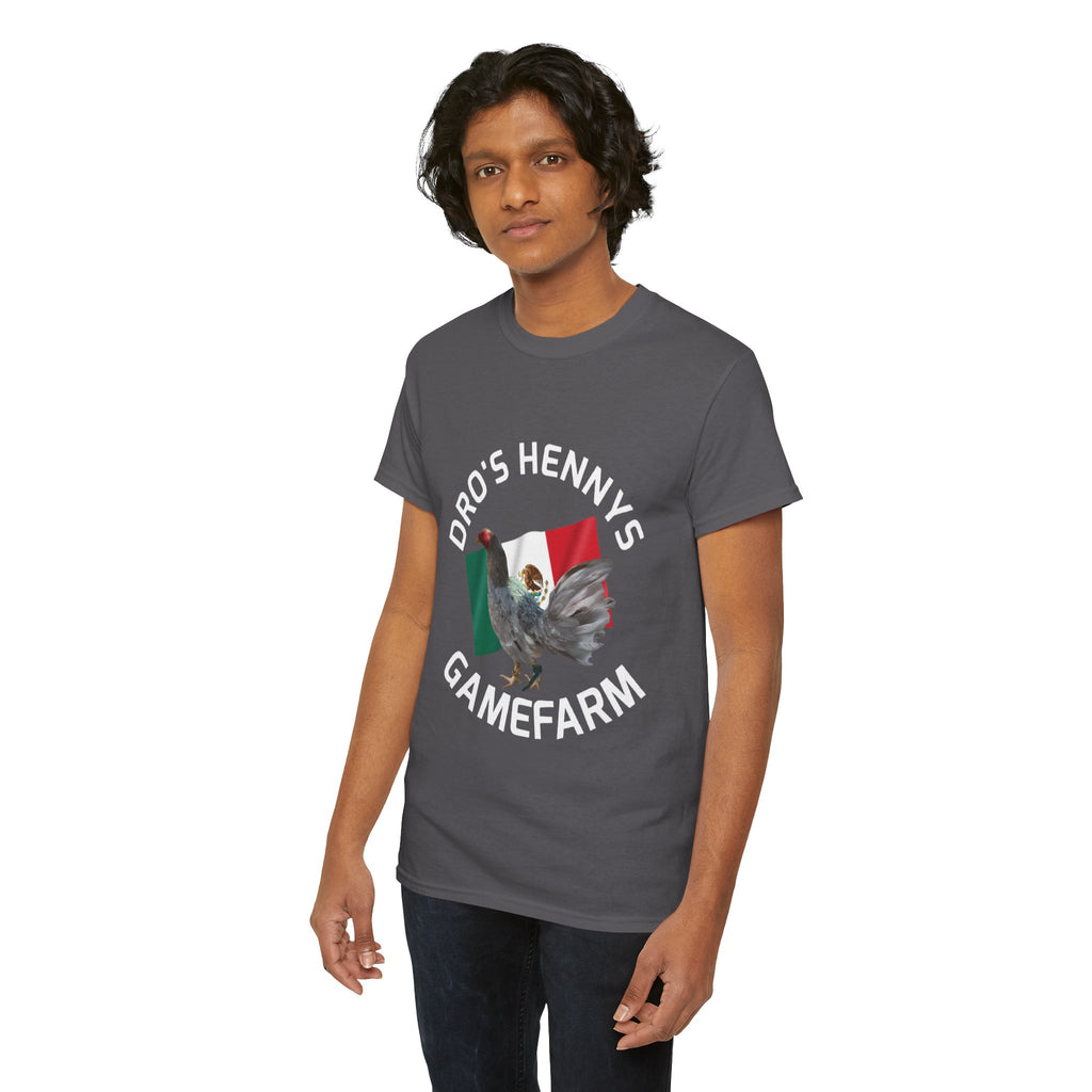 Henny-Gamefowl Tee — "Dro's Henny's Gamefarm" Mexican Flag Rooster Shirt