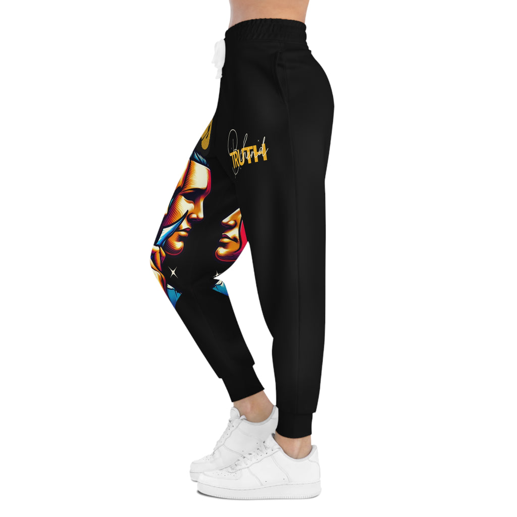 Joggers-Statement— 'Truth' Masked Faces Graphic Athletic Pants