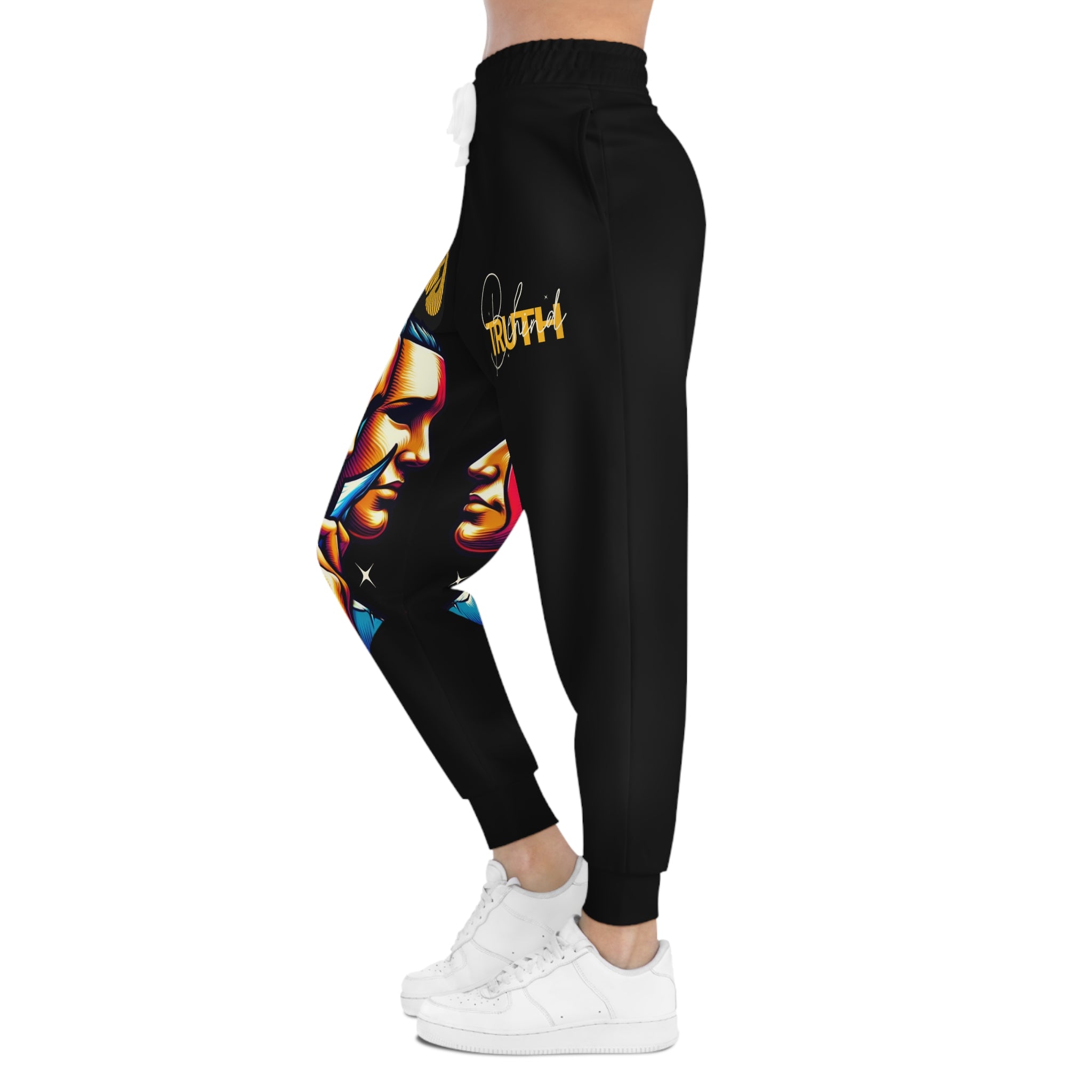 Joggers-Statement— 'Truth' Masked Faces Graphic Athletic Pants
