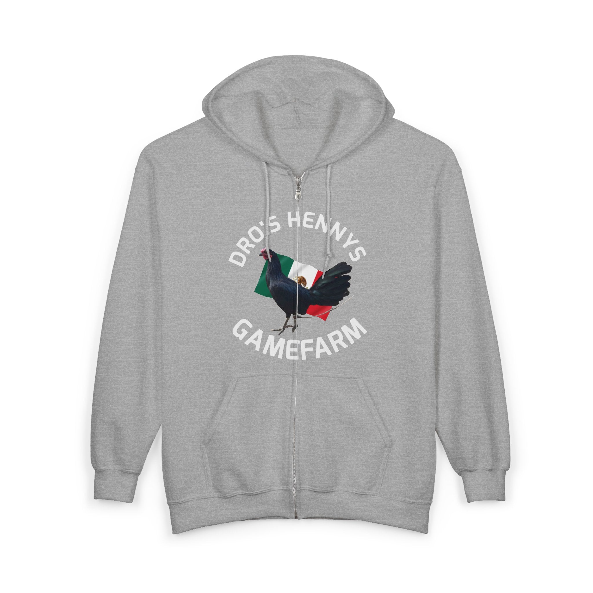 Henny- Gamefarm Chicken Hoodie — “Dro’s Hennys Gamefarm” Zip-Up (No Hennies No Life)