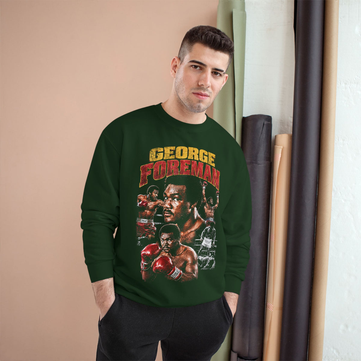 Retro Champion Tribute- Boxing Sweatshirt — Vintage Fighter Graphic Crewneck