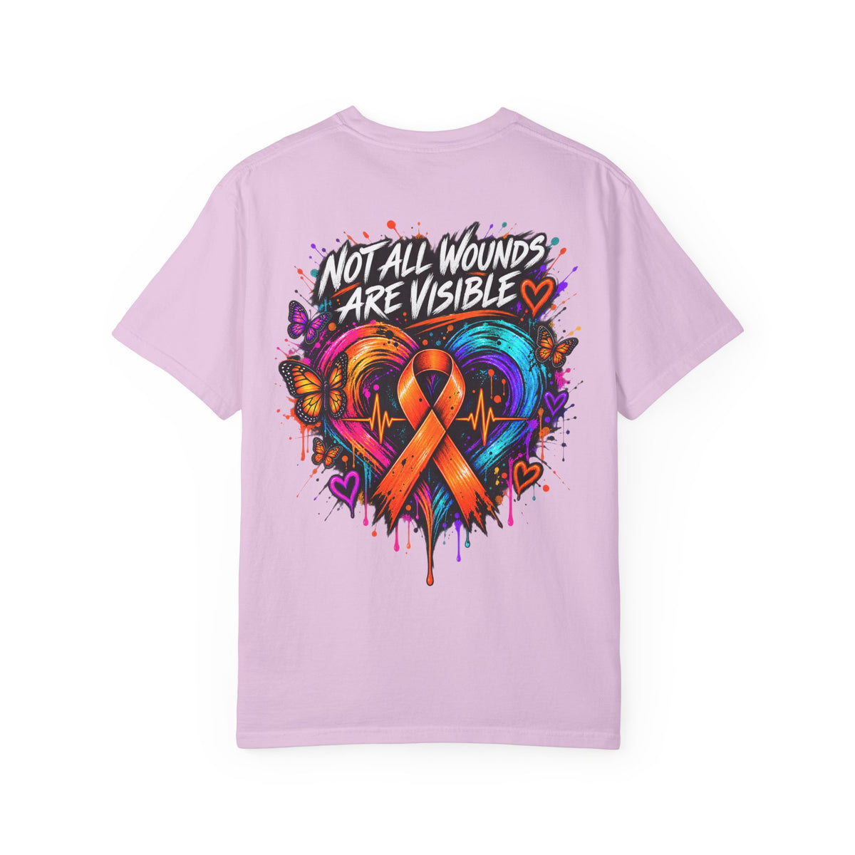 MS- Awareness Heart Ribbon T-Shirt — “Not All Wounds Are Visible” Neuropathy Support Tee