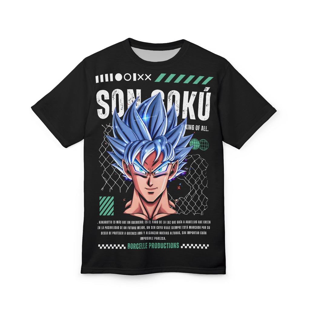 Dragon-Son Goku Blue Hair Anime Tee — Super Saiyan God Inspired Graphic T-Shirt