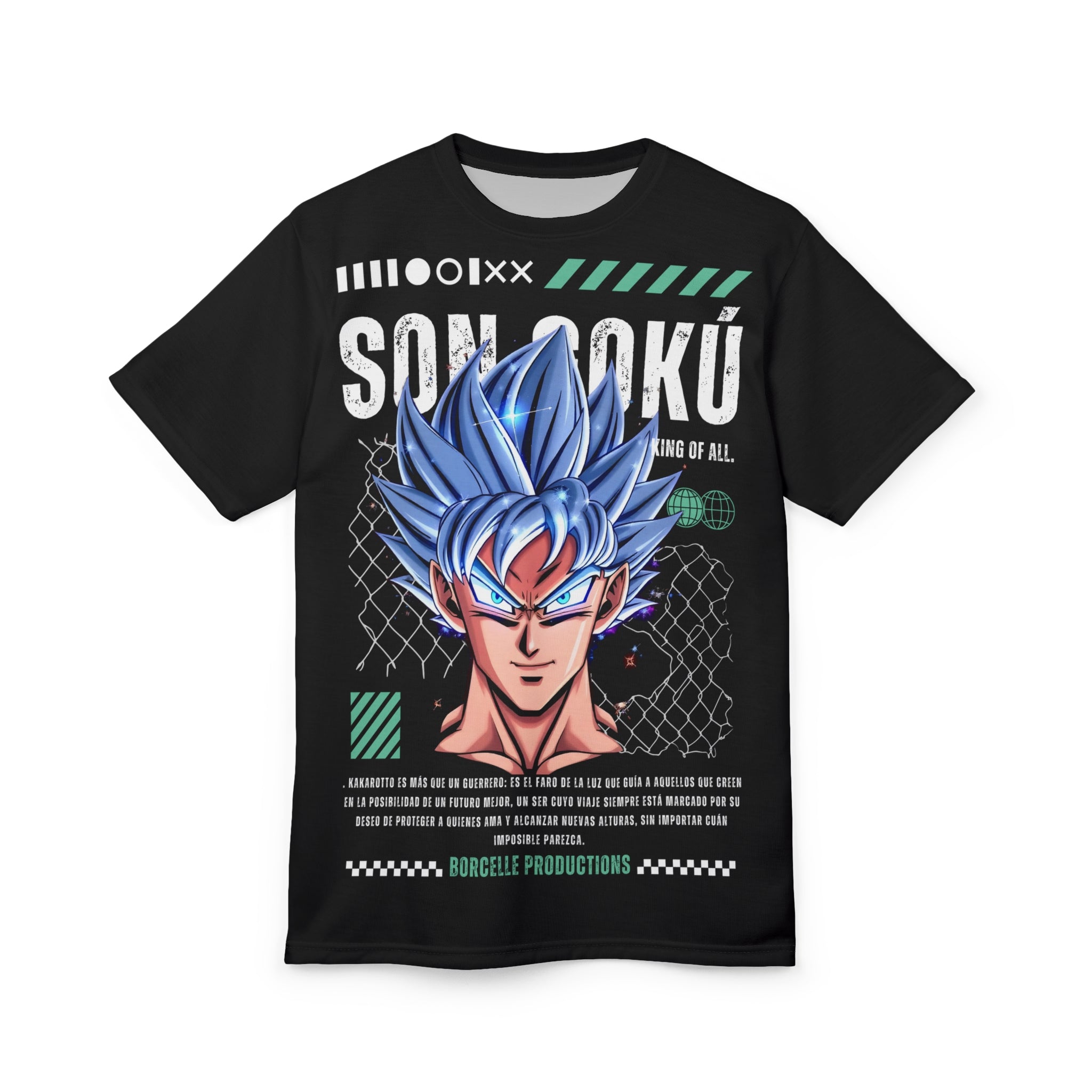 Dragon-Son Goku Blue Hair Anime Tee — Super Saiyan God Inspired Graphic T-Shirt