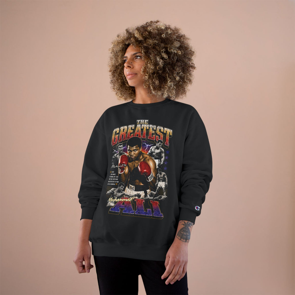 Retro Champion Tribute-Graphic Sweatshirt - Vintage Boxing Tribute