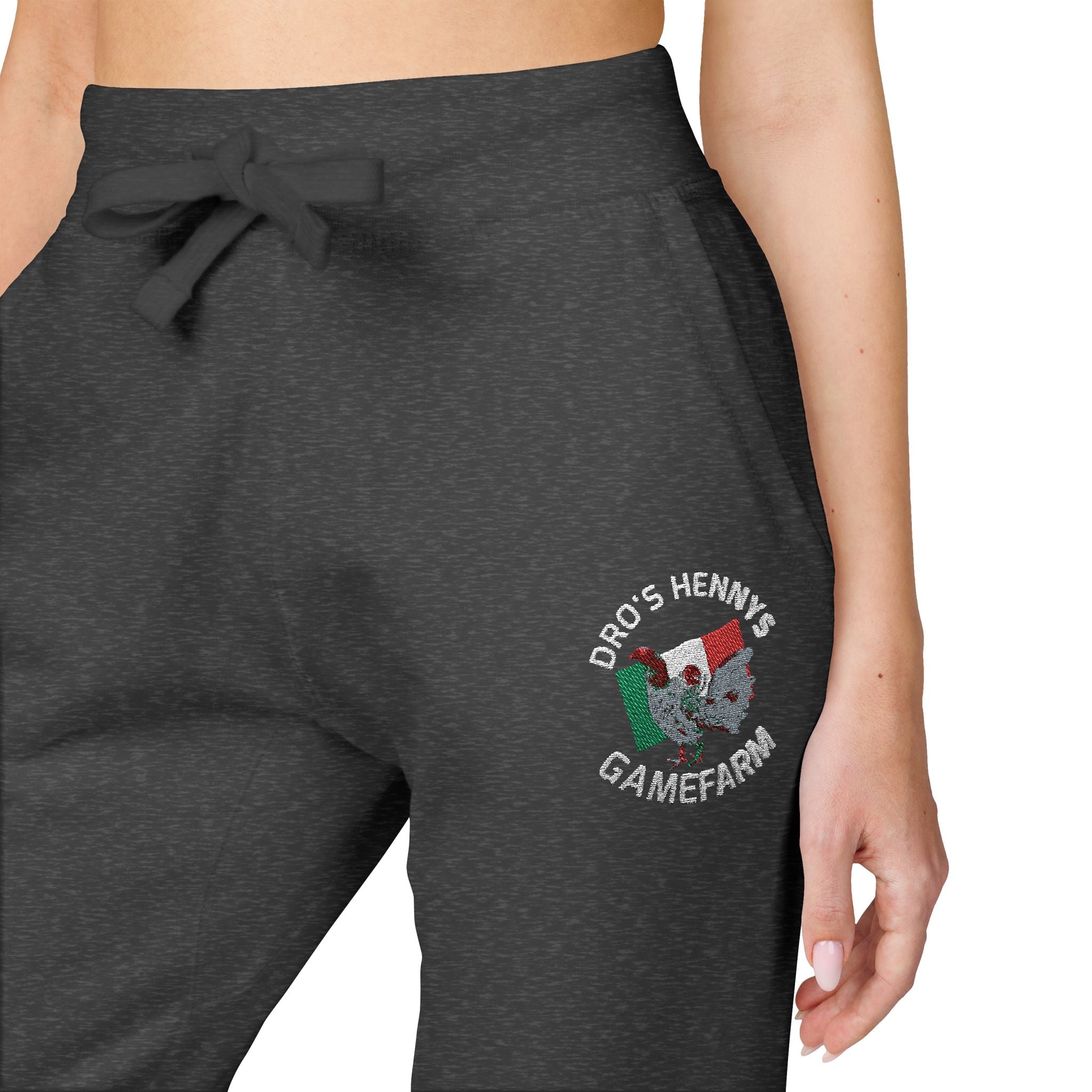 Henny- Embroidered Floral Heart Sweatpants — Cozy Fleece Joggers with 'Love' Detail