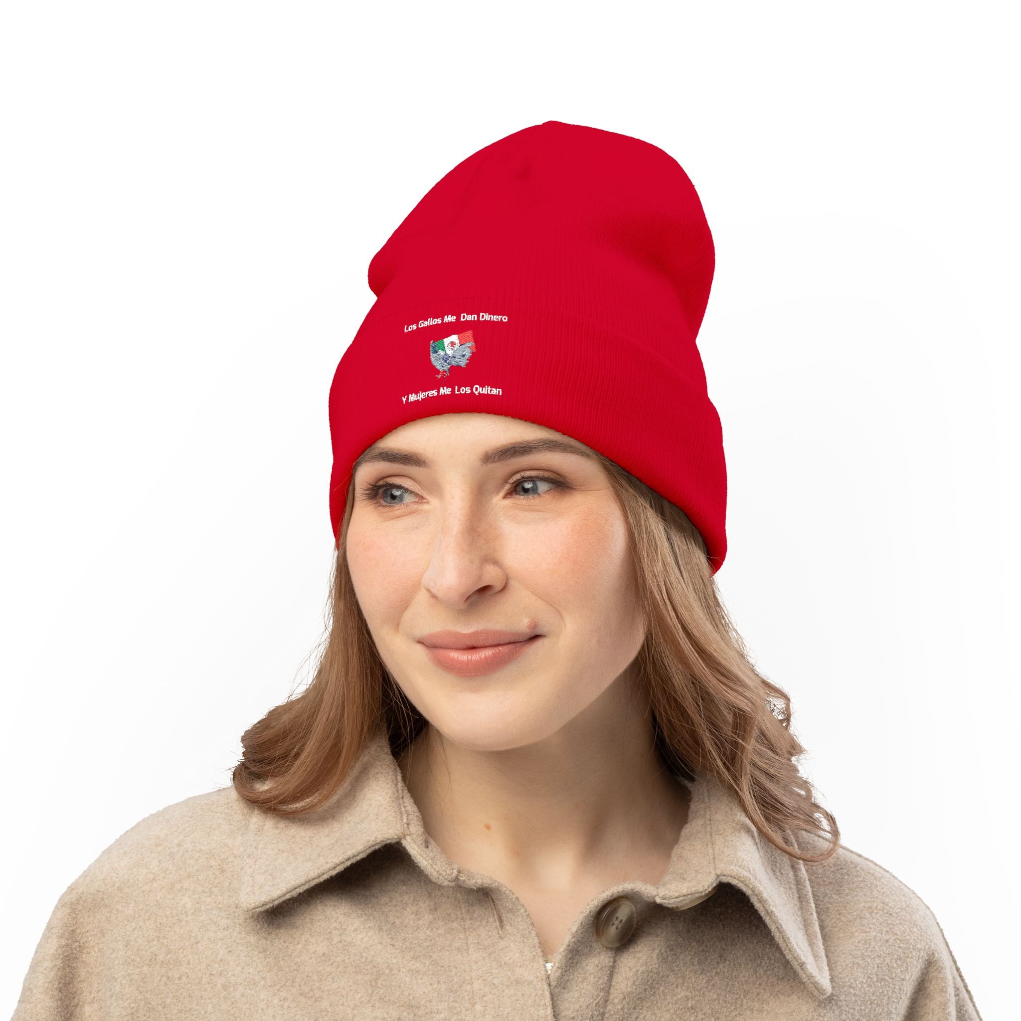 Henny- Embroidered Mexico Travel Patch Knit Beanie