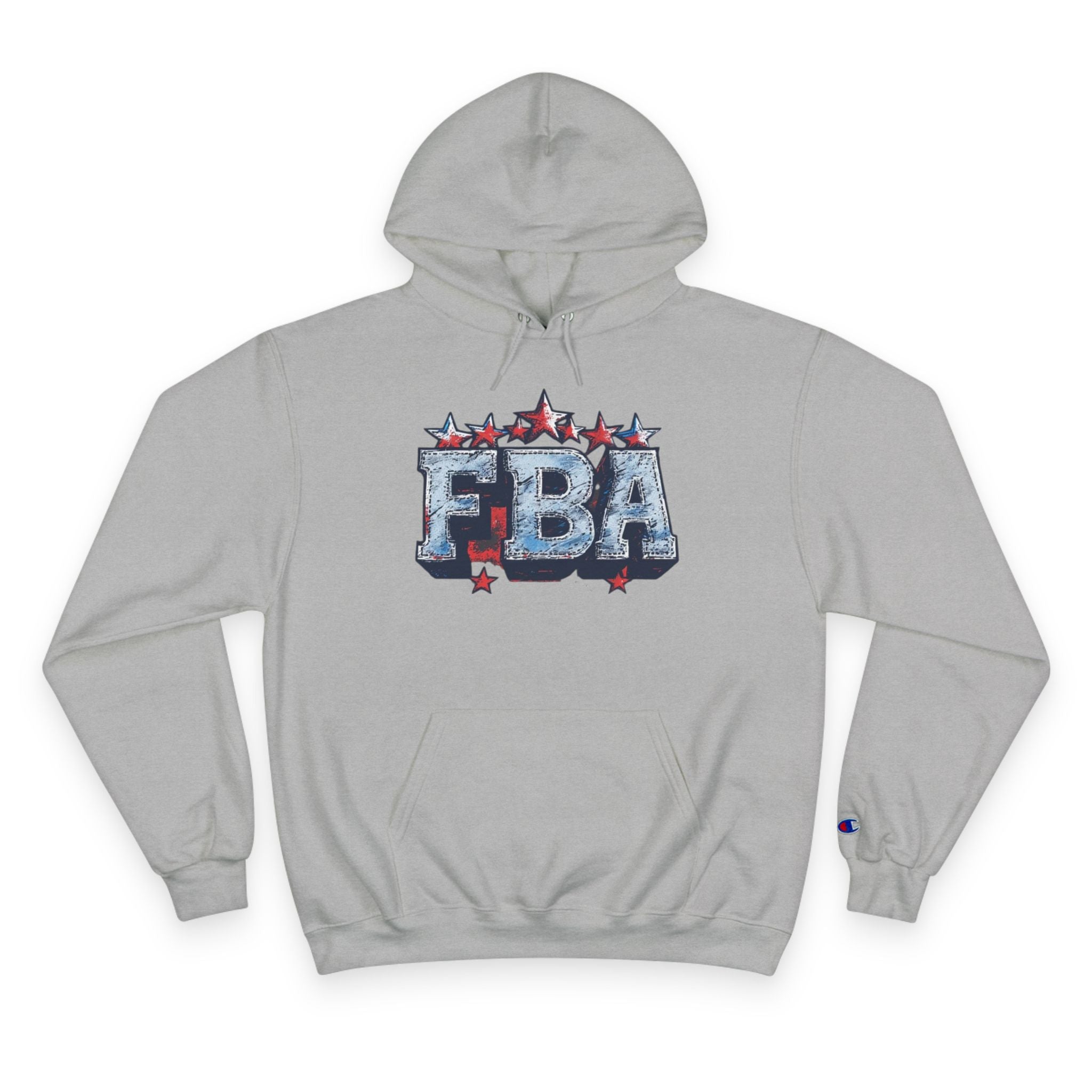 FBA- Graphic Hoodie — Retro Neon Fist & Star Emblem Champion Sweatshirt