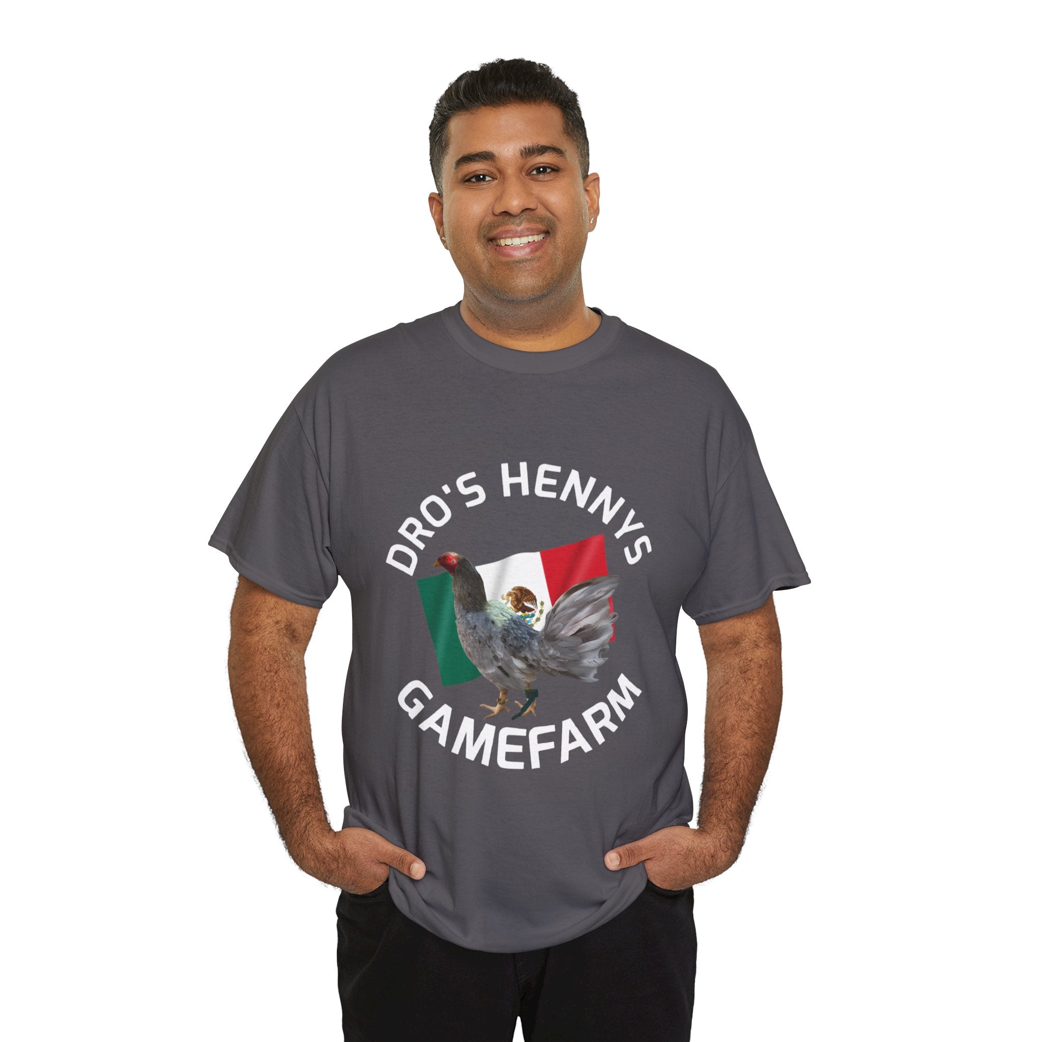 Henny-Gamefowl Tee — "Dro's Henny's Gamefarm" Mexican Flag Rooster Shirt