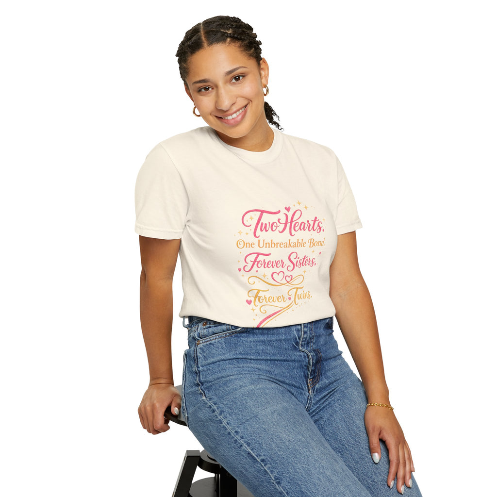 Tiff-Twin Sisters T-Shirt – “Two Hearts One Unbreakable Bond” Graphic Tee