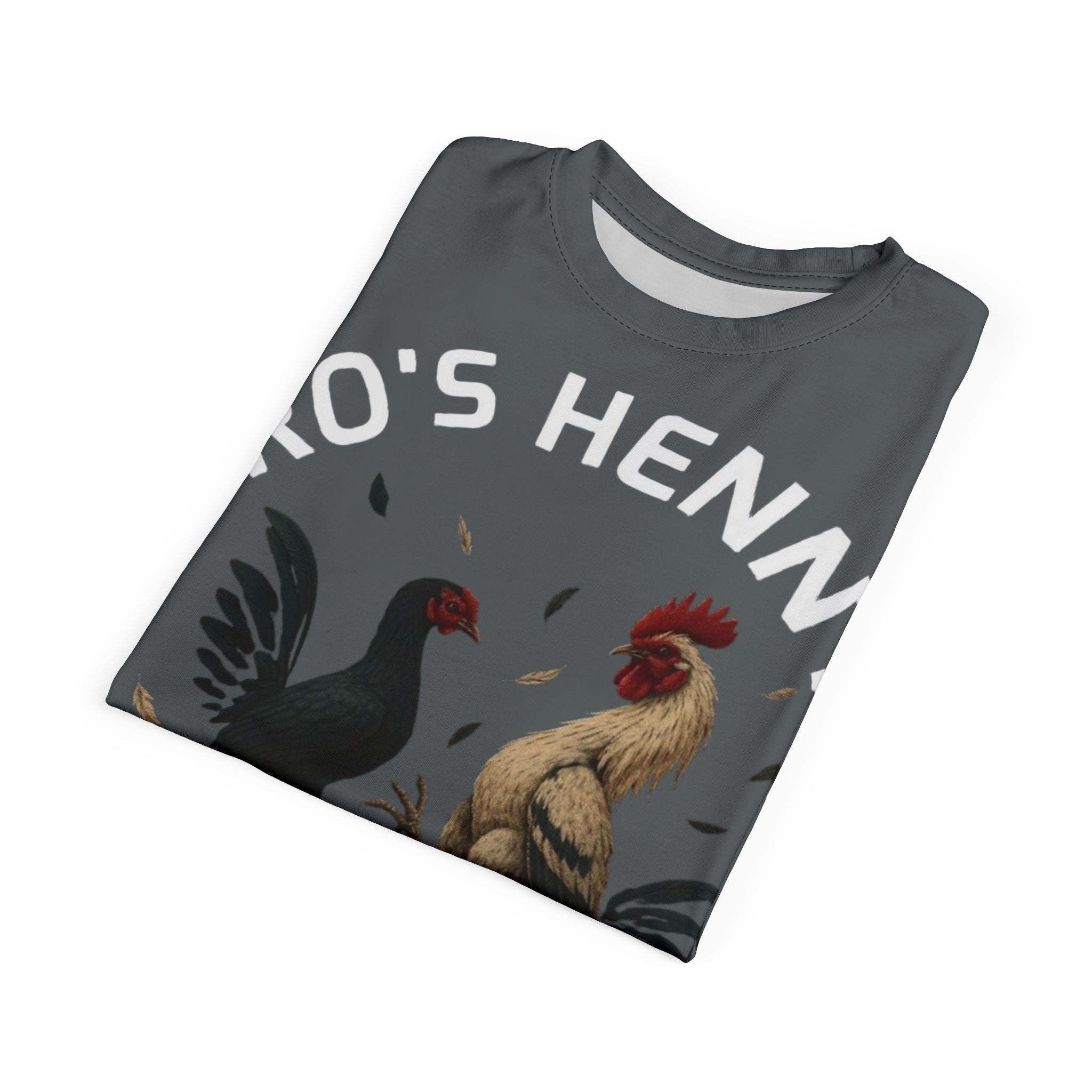 Henny- Gamefarm Roosters T‑Shirt — "Dro's Henny's Gamefarm" All‑Over Print Tee