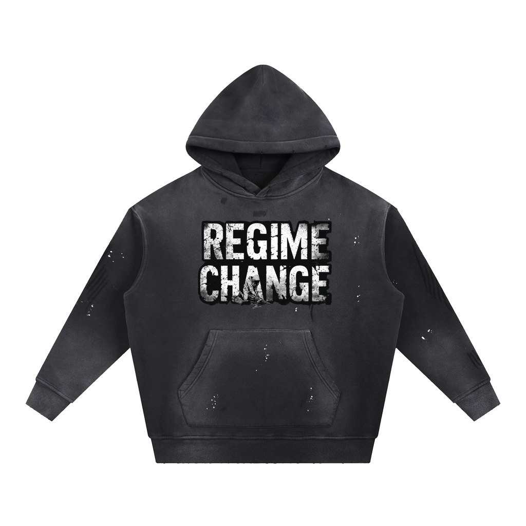 Vintage Washed Frayed Fleece Hoodie