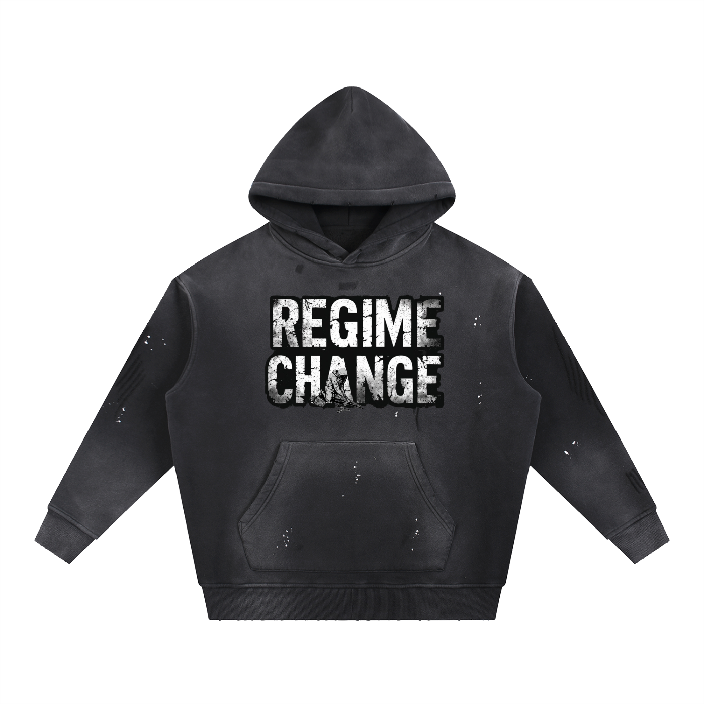 Vintage Washed Frayed Fleece Hoodie