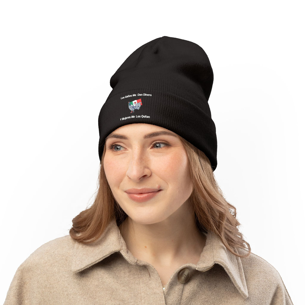 Henny- Embroidered Mexico Travel Patch Knit Beanie