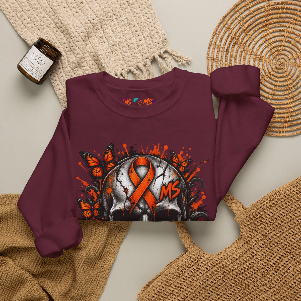 MS- Awareness Skull Crewneck Sweatshirt — "My Lesions Don’t Define Me"