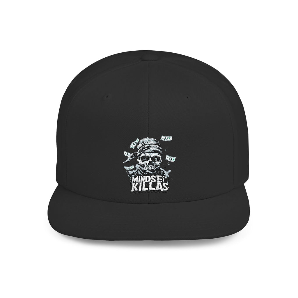 Mindset-Snapback Hat — "Kille" Skull Graphic Flat Bill Cap