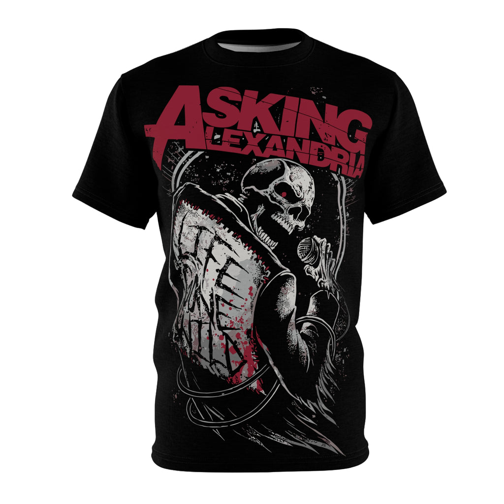 Metal- Asking Alexandria Skull Shield Tee — Metal Band Graphic T-Shirt