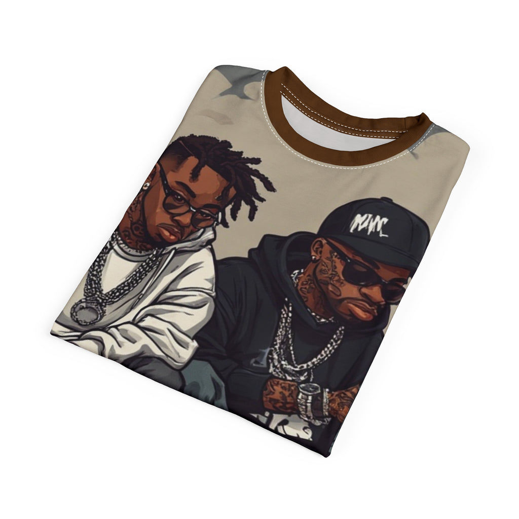 Mindset-Hip Hop Duo Graphic Tee — Streetwear Rap Artists Illustration All-Over Print