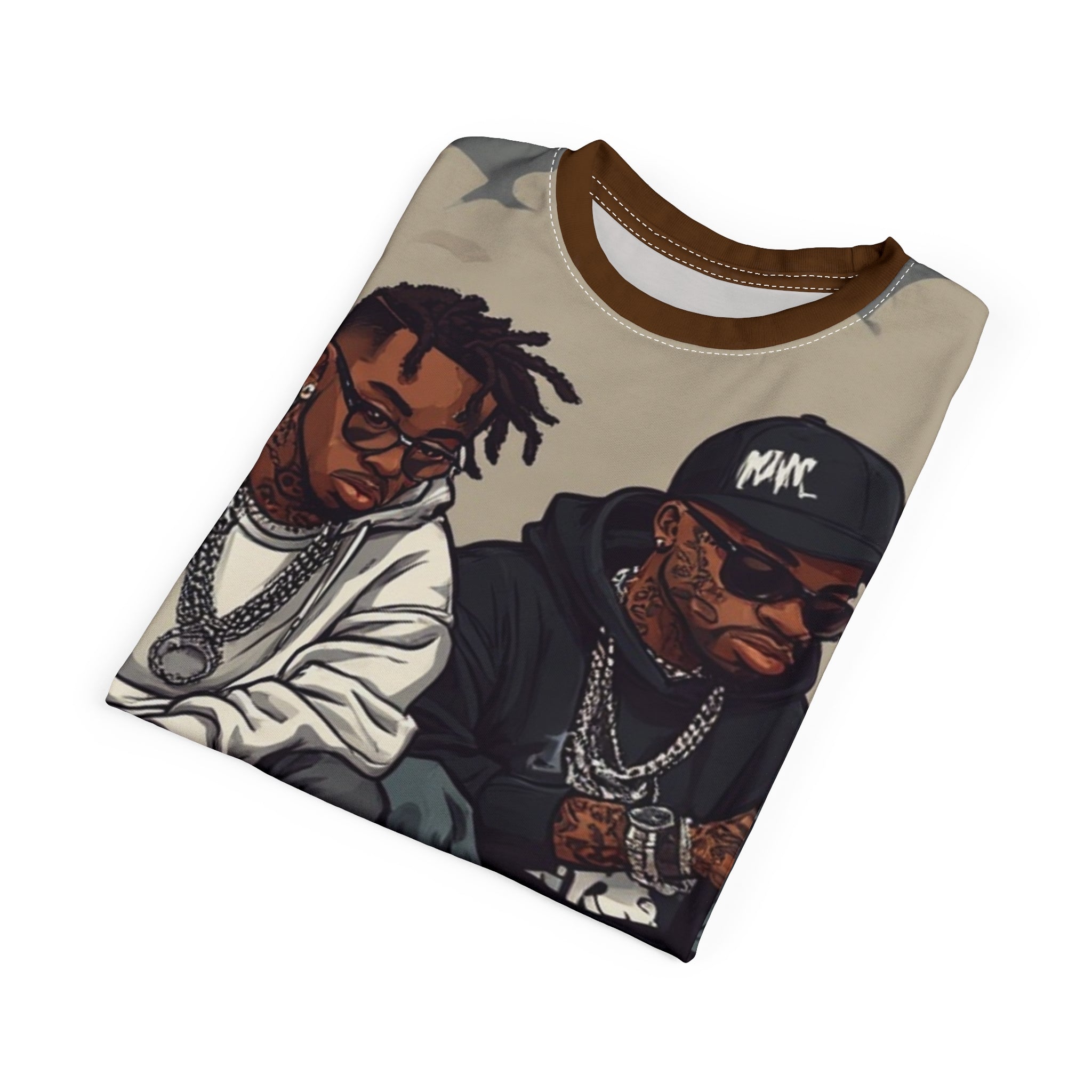 Mindset-Hip Hop Duo Graphic Tee — Streetwear Rap Artists Illustration All-Over Print