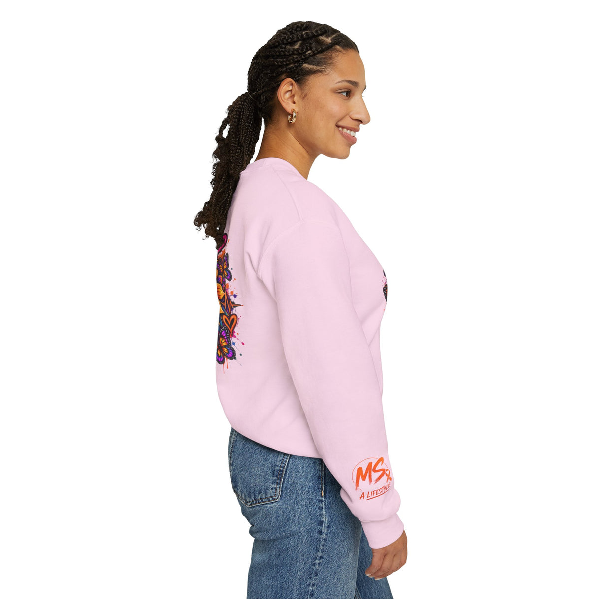 MS- Awareness Crewneck Sweatshirt — "Not All Wounds Are Visible" Orange Ribbon Design