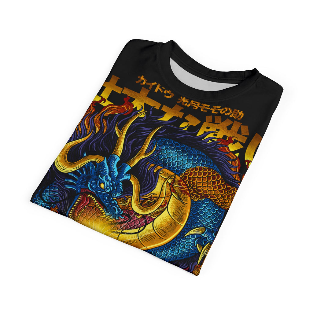 Anime- Dragon Oni Graphic Tee — Japanese Kanji Flame Design