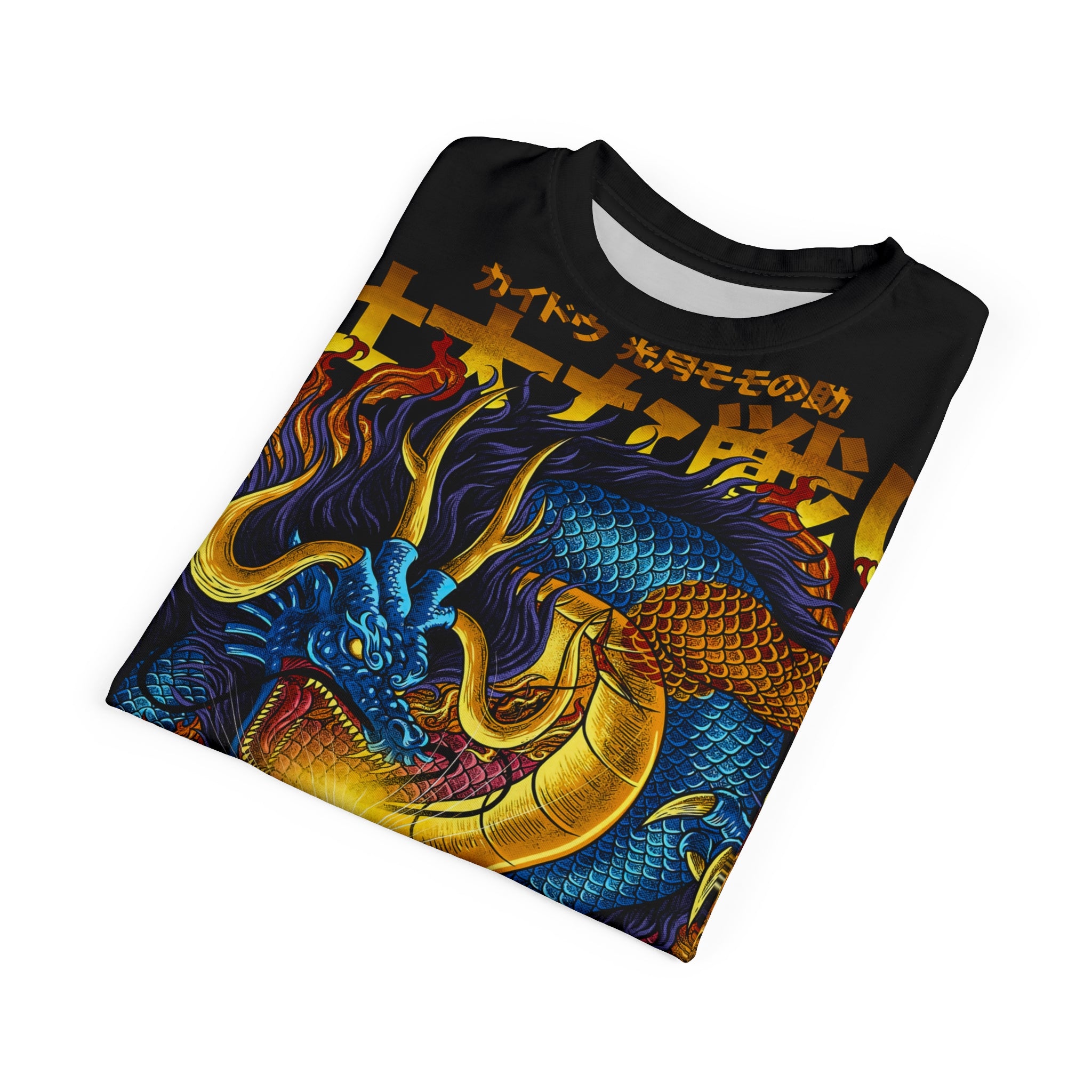 Anime- Dragon Oni Graphic Tee — Japanese Kanji Flame Design