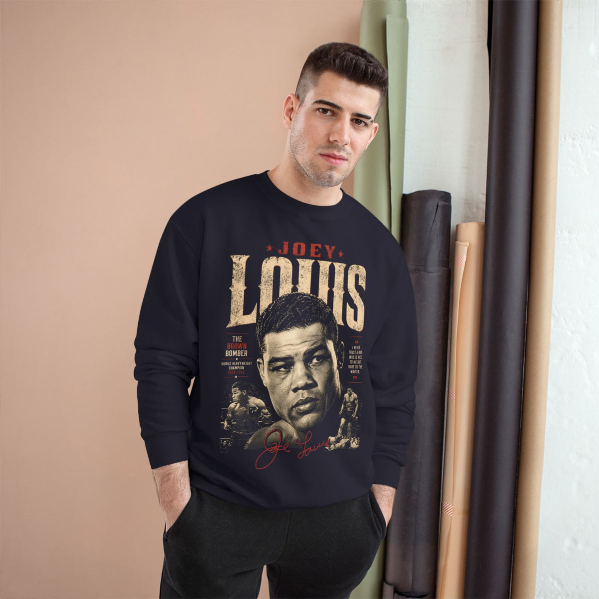 Retro Champion Tribute- Vintage Boxing Legend Graphic Crewneck