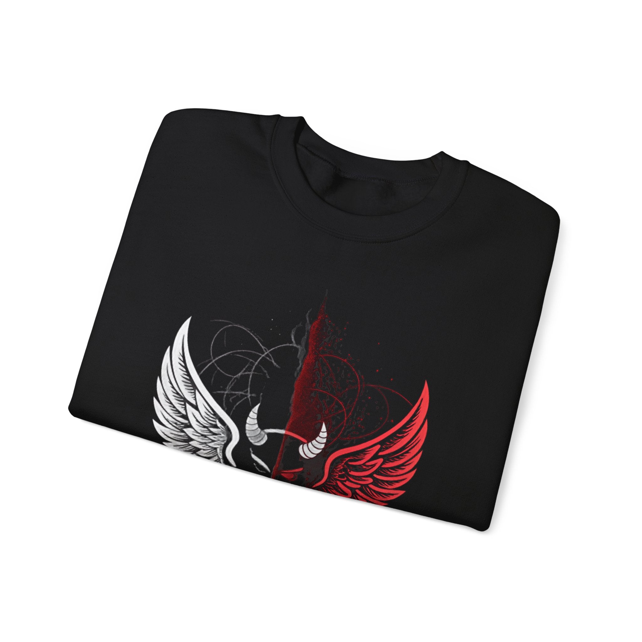 Mindset- Angel Wings Crest Sweatshirt — Split Heart & Wings Graphic Crewneck