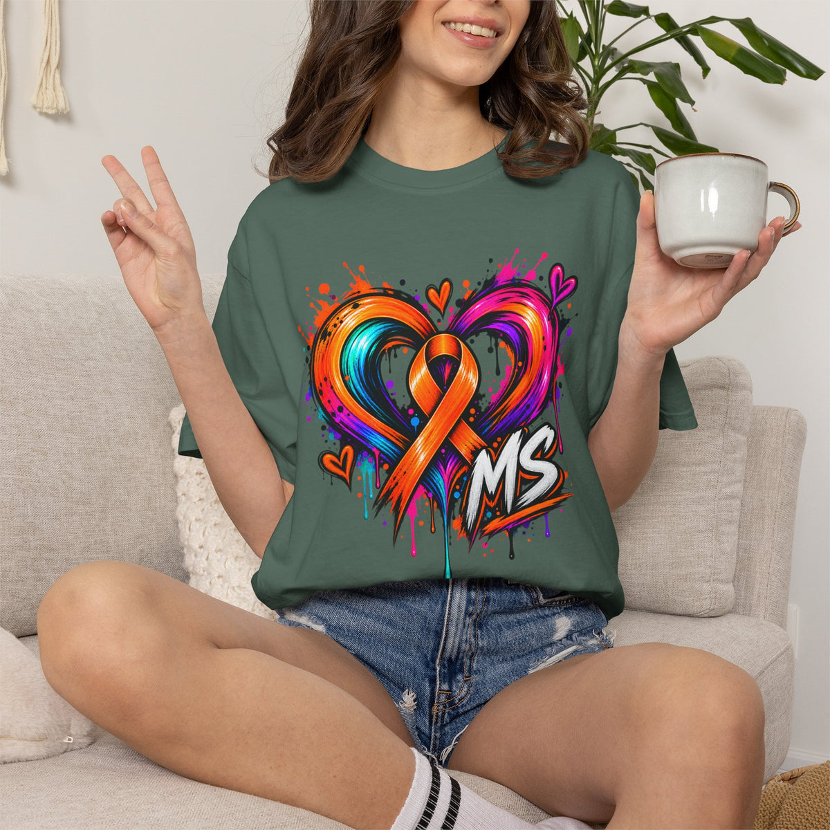 MS- Awareness Heart Ribbon T-Shirt — “Not All Wounds Are Visible” Neuropathy Support Tee