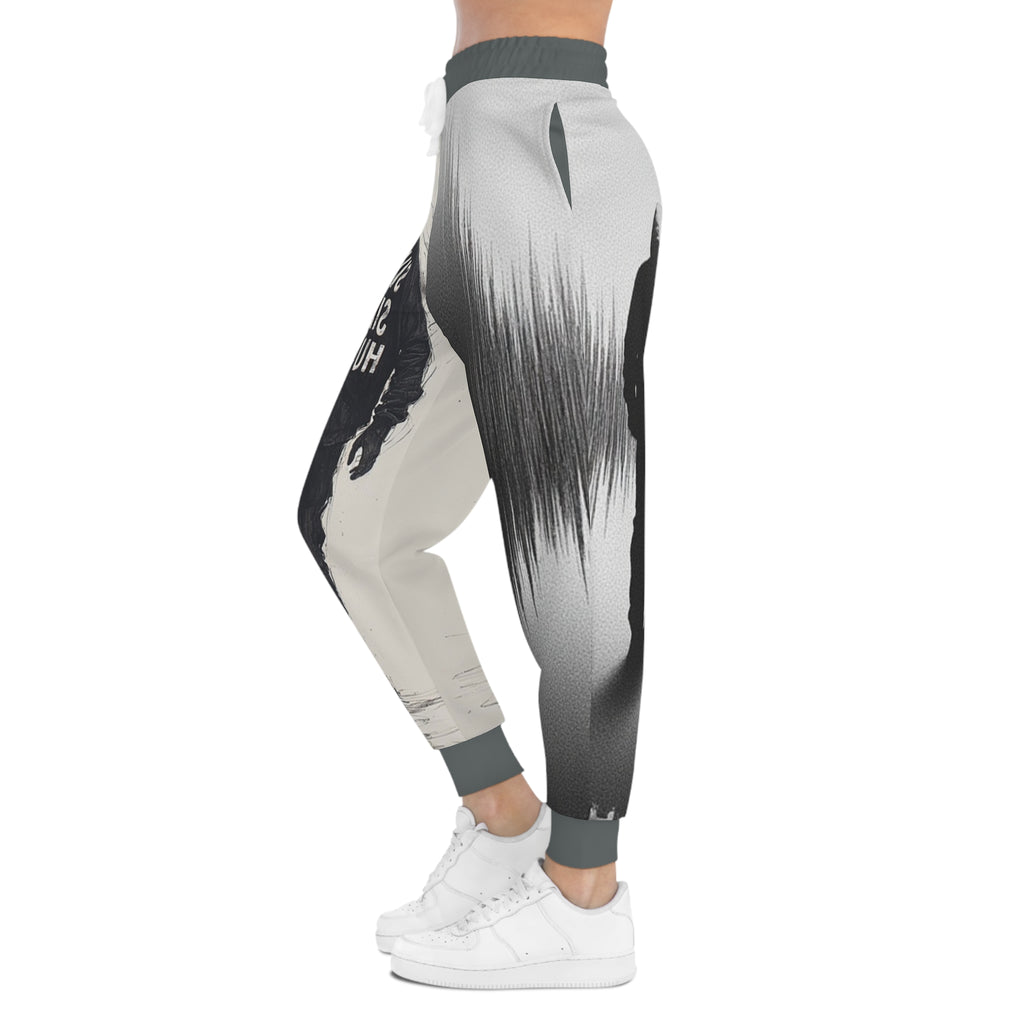 Joggers- Silence Hustle Graphic Joggers — Streetwear Athletic Pants with 'Silent Silent Hustle' Design