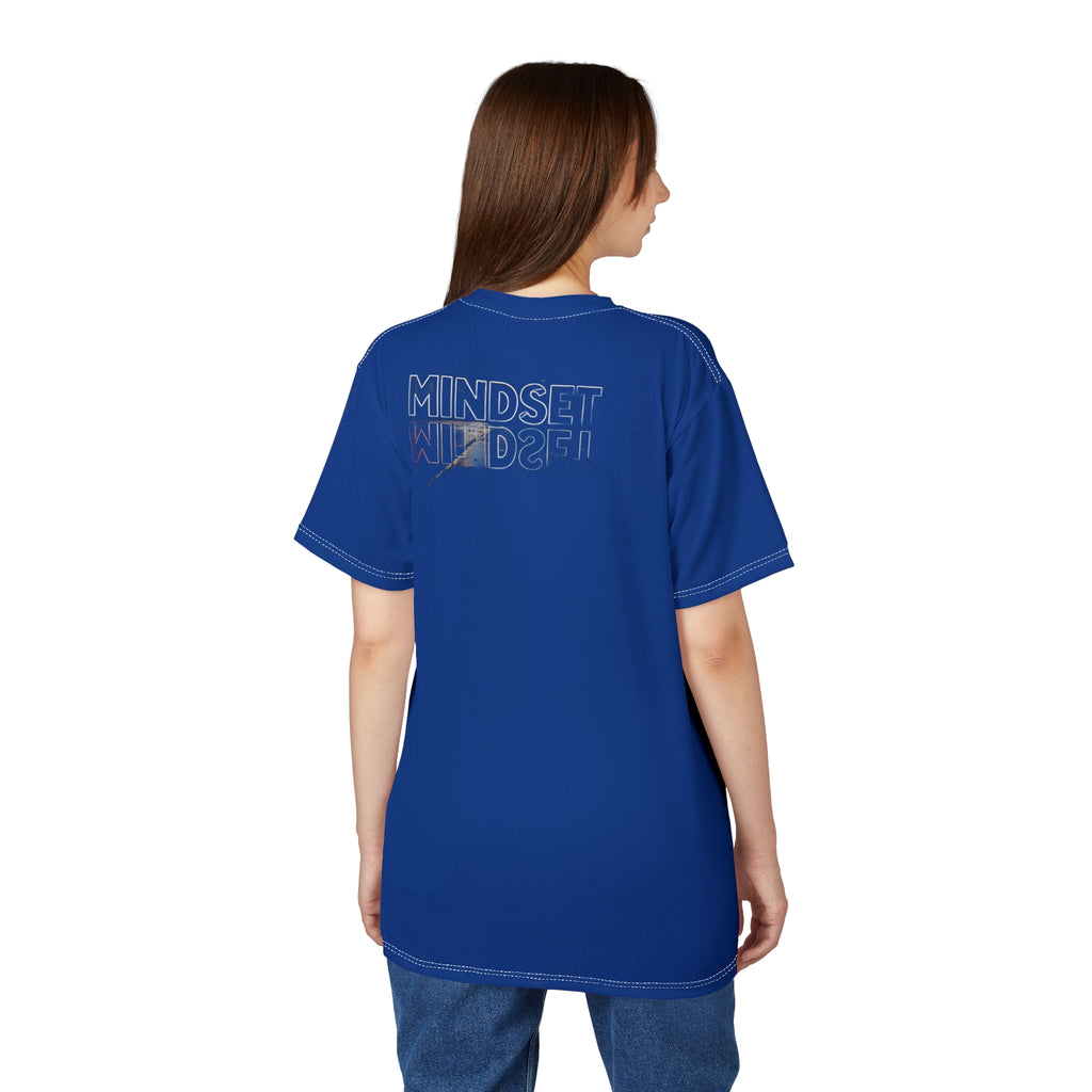 Streetwear-Money Power & Respect Graphic Tee — Bold Blue All-Over Print