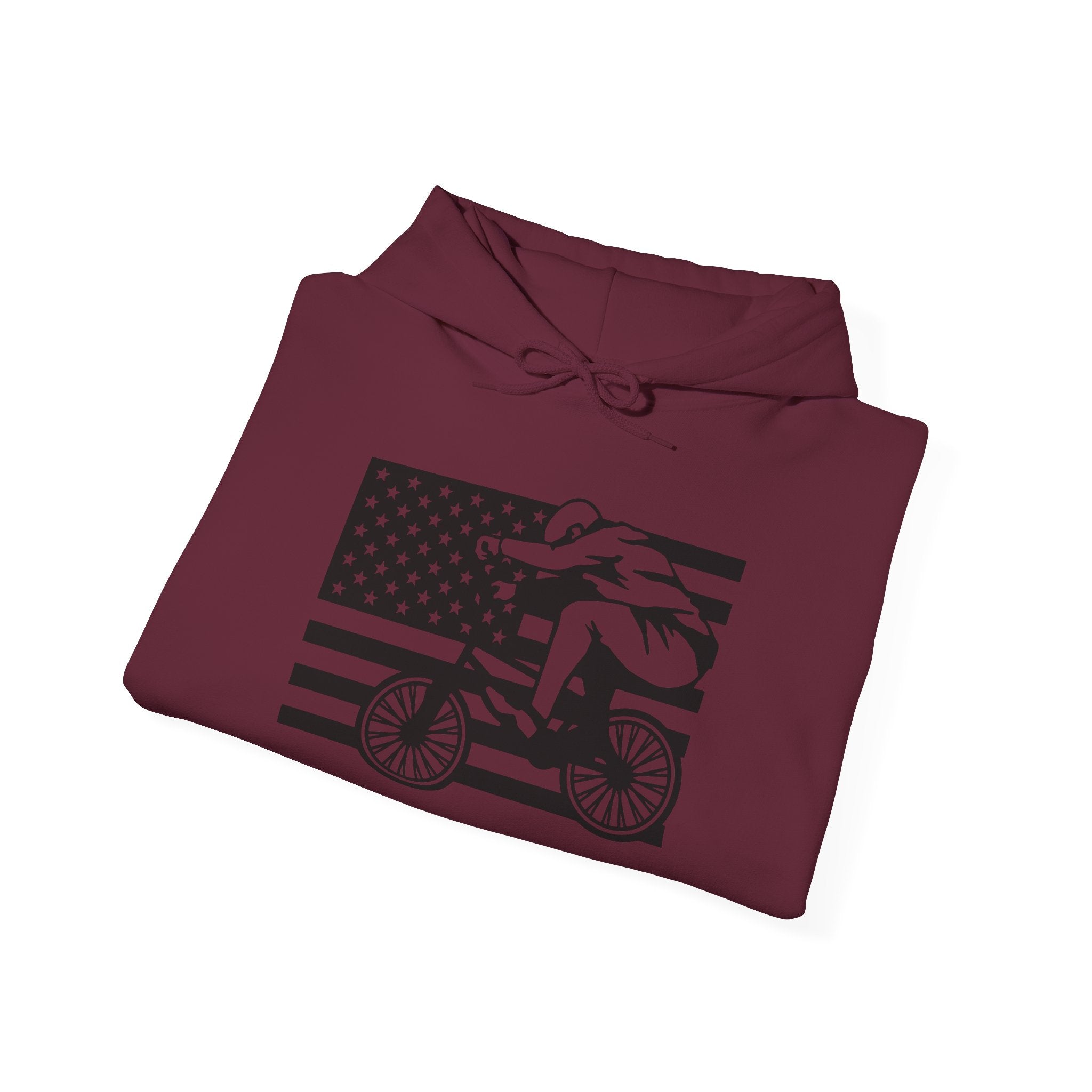 Rad-Biker American Flag Hoodie — 'Is My Bike Okay?' Graphic Hooded Sweatshirt