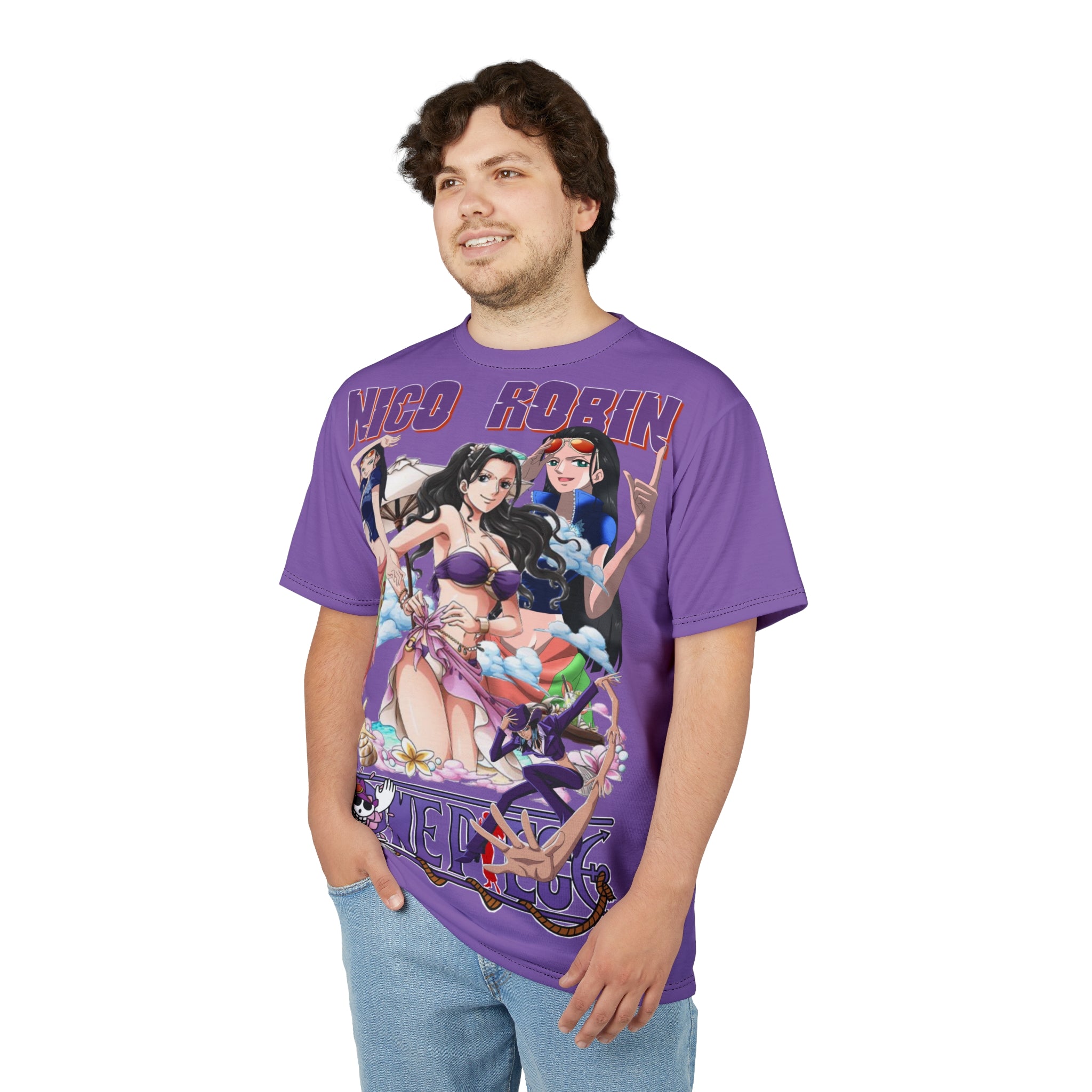 Anime- Beach Tee — All-Over Print Purple T-Shirt