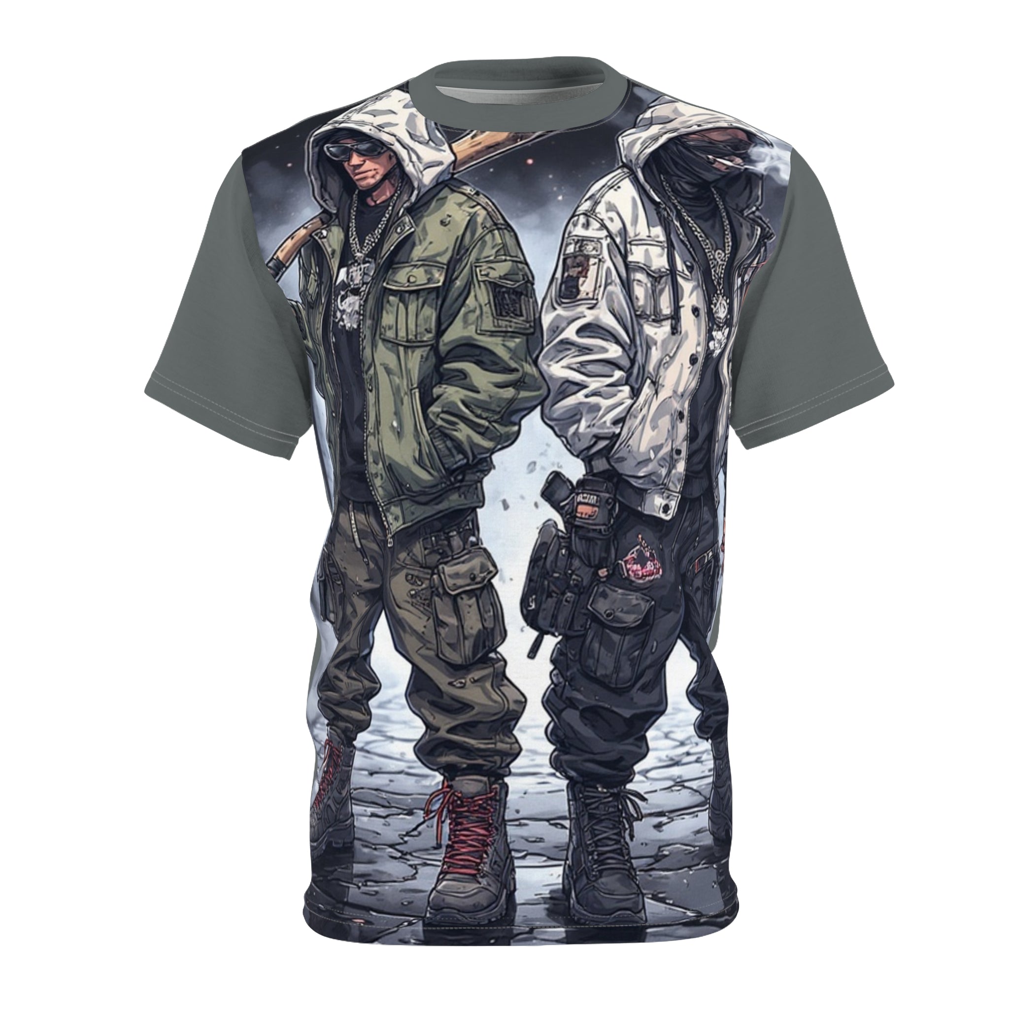 Mindset- Streetwear Graphic Tee — Dual Hooded Rebels Winter Scene