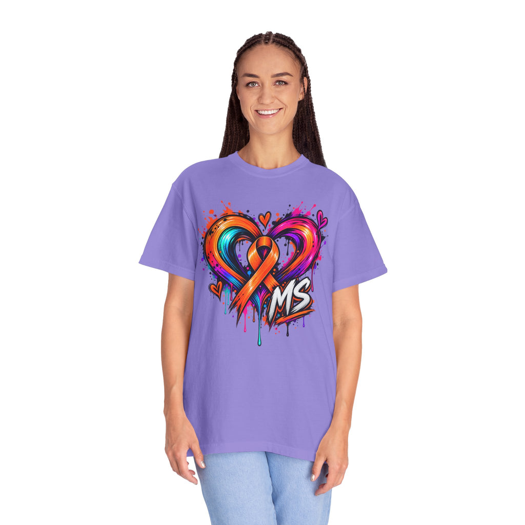MS- Awareness Heart Ribbon T-Shirt — “Not All Wounds Are Visible” Neuropathy Support Tee