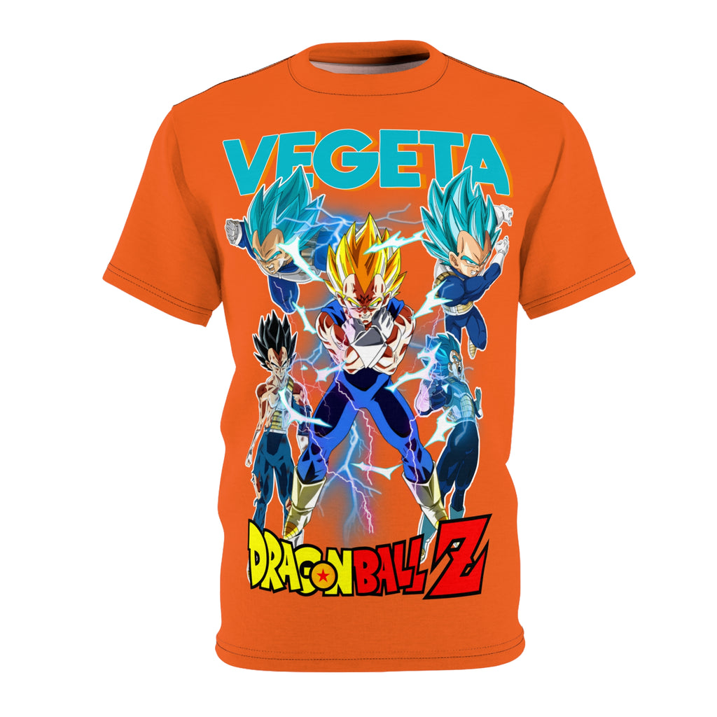Anime- Vegeta Dragon Ball Z Graphic Tee — Orange All-Over Print
