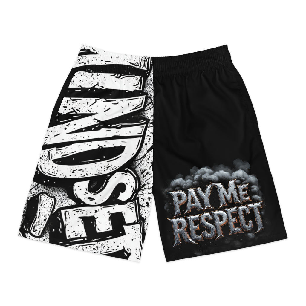 Pay Me Respect Men's Jogger Shorts — Bold Black & White Graphic Streetwear
